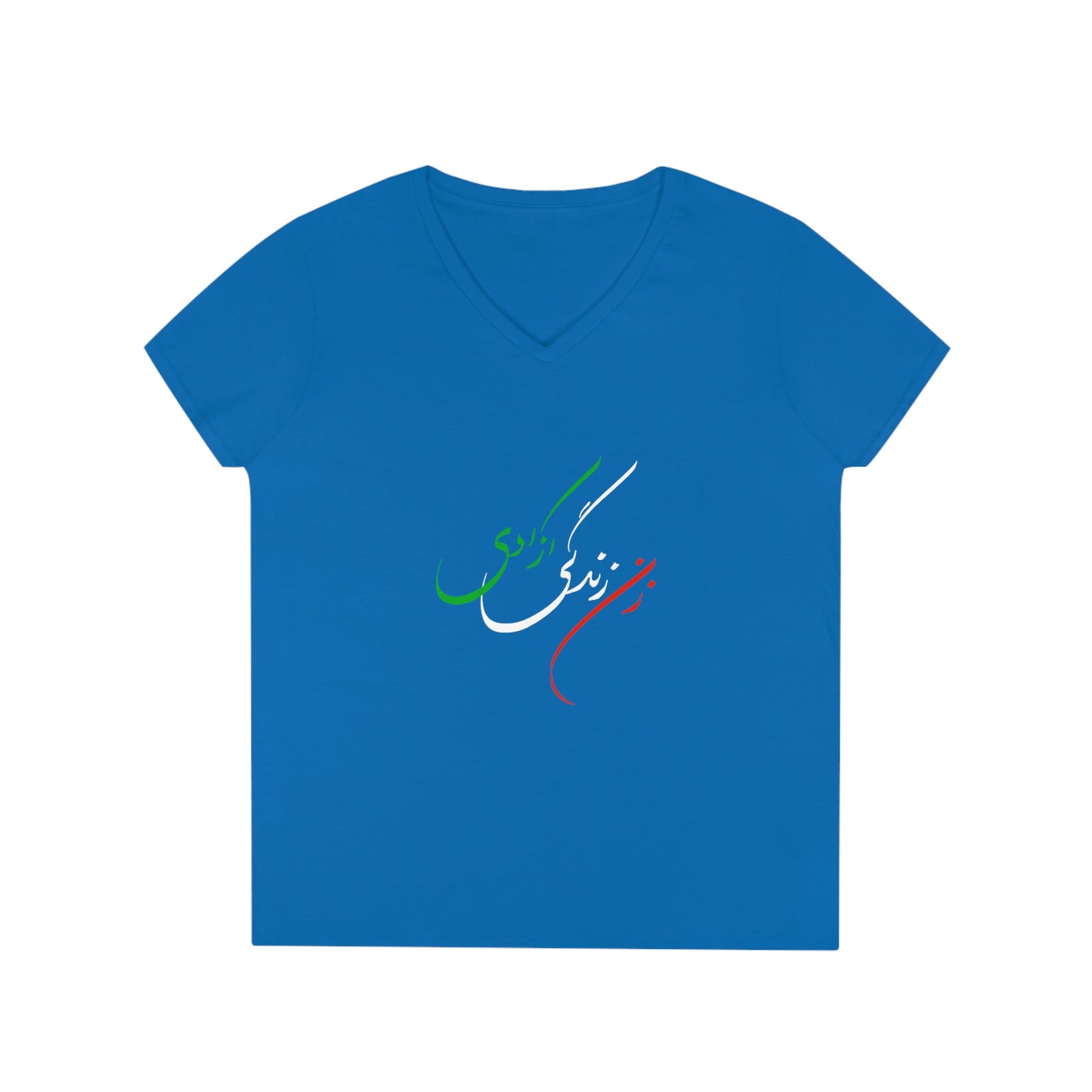 Ladies' V-Neck T-Shirt: Zan Zendegi Azadi