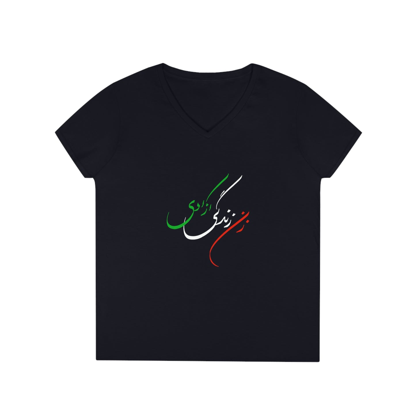Ladies' V-Neck T-Shirt: Zan Zendegi Azadi